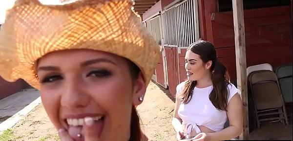  Lesbian cowboy teens eating each others pussies outdoor